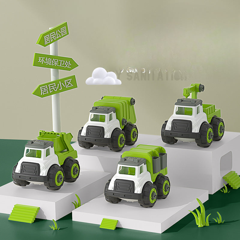 Wholesale Children's Disassembly and Assembly Sanitation Dump Truck Sliding Garbage Truck Set DIY Toys